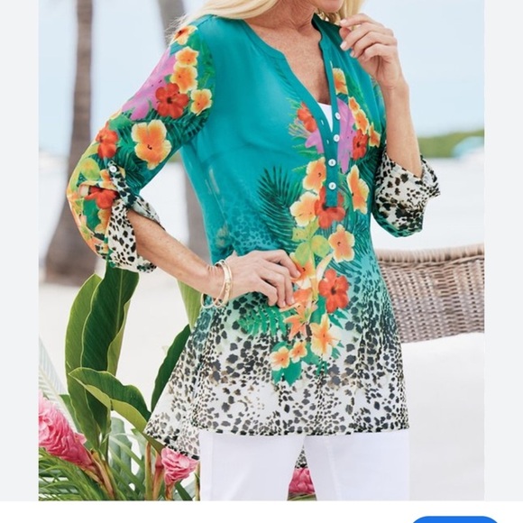 Soft Surroundings Tropical Top Size MP - Picture 9 of 9